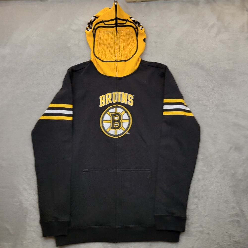 Boston‎ Bruins Hoodie Boys XL Hockey Sweatshirt Sweater Full Zip Jacket Mask Kid